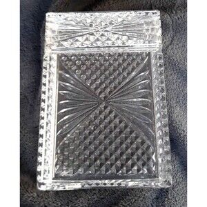 Vintage Crystal 6" x 4" Rectangular Trinket Tray ~ Stationary Holder ~ Glass